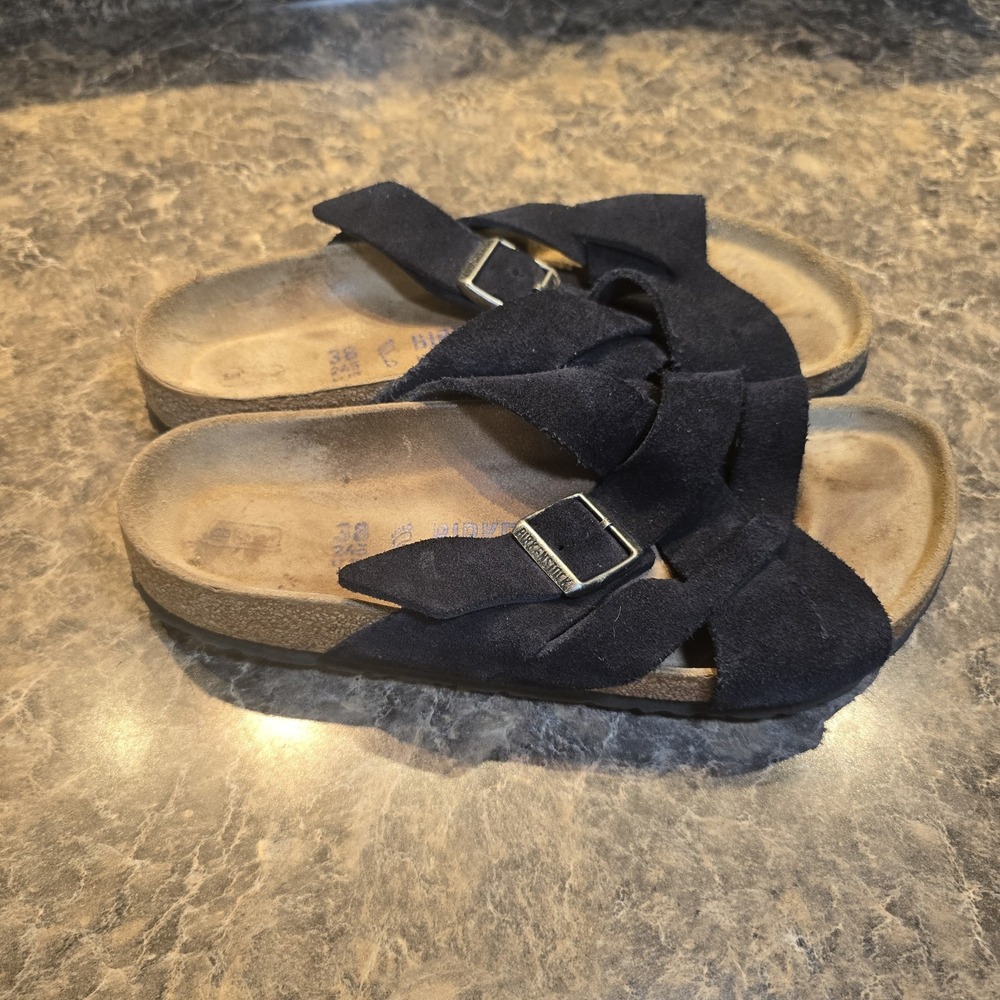 Birkenstock Navy Blue Lugano Suede Sandals, Size 7, GUC. SAME DAY SHIPPING! - Picture 3 of 5